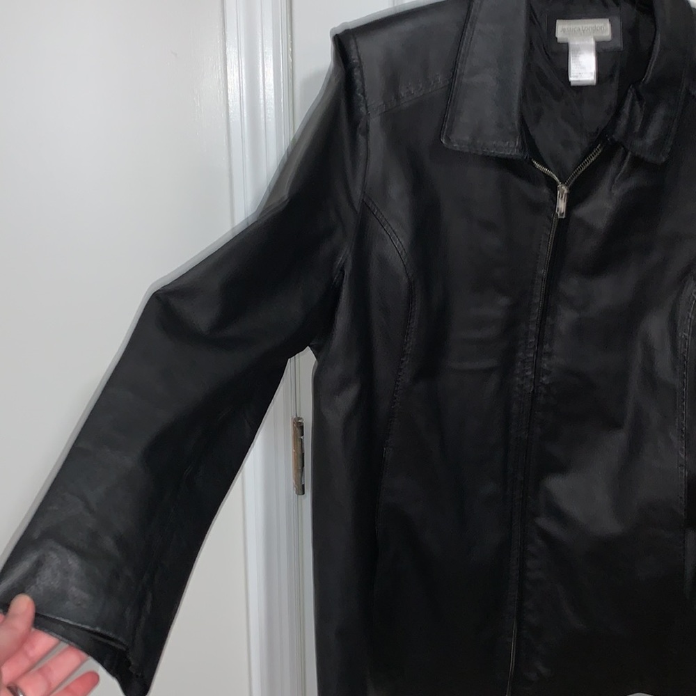 SOLD!!Jessica London black leather moto style jacket in women’s size 18 - Picture 3 of 12